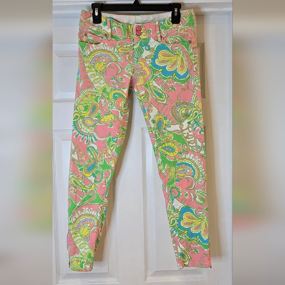 Lilly Pulitzer Pink and Green Skinny Jeans